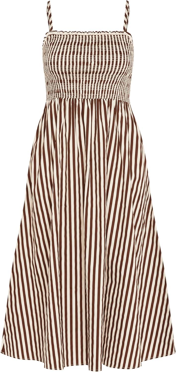 image:imageCity Chic Womens Plus Size Dress Jolie Print Shirred MaxiChoc Stripe