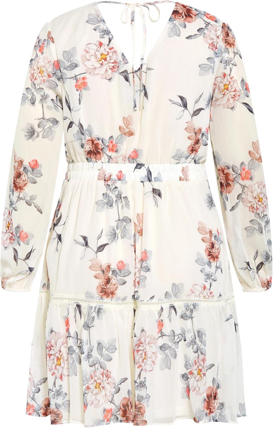 image:imageCity Chic Womens Plus Size Dress Kiki PrintSoft Posie Ivory