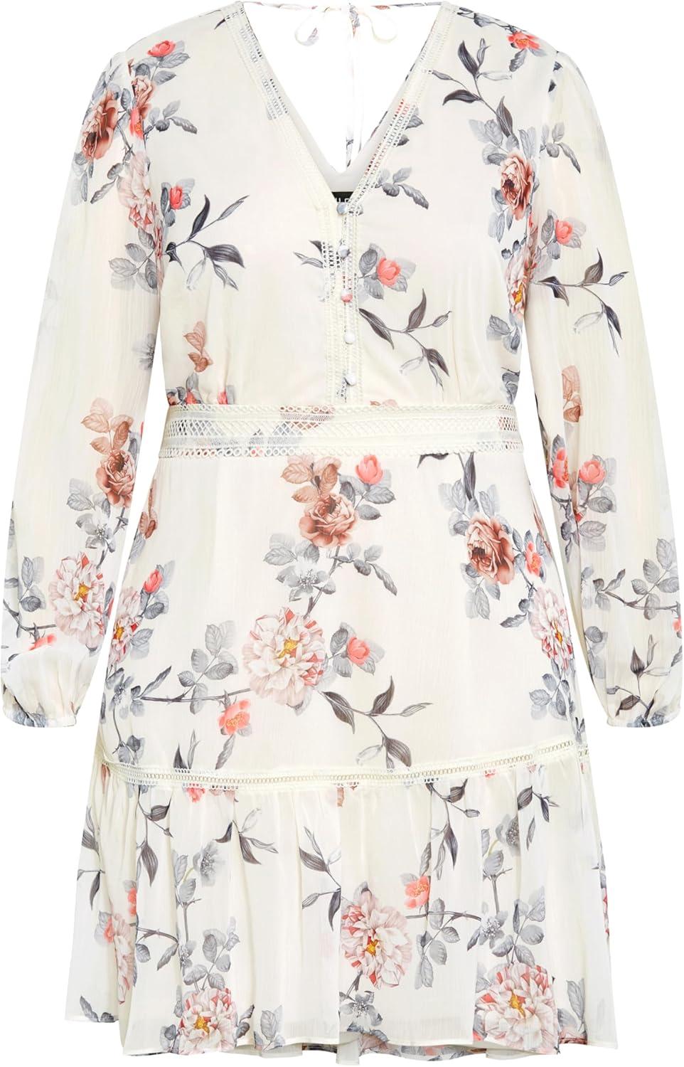 image:imageCity Chic Womens Plus Size Dress Kiki PrintSoft Posie Ivory