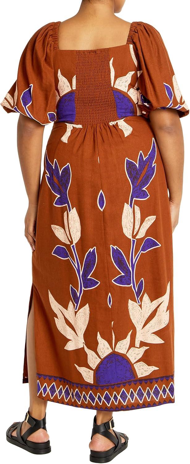 image:imageCity Chic Womens Plus Size Dress Nala Print MaxiNaxos Placement