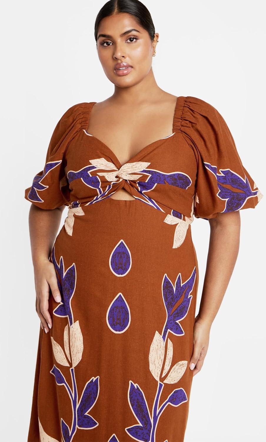 image:imageCity Chic Womens Plus Size Dress Nala Print MaxiNaxos Placement