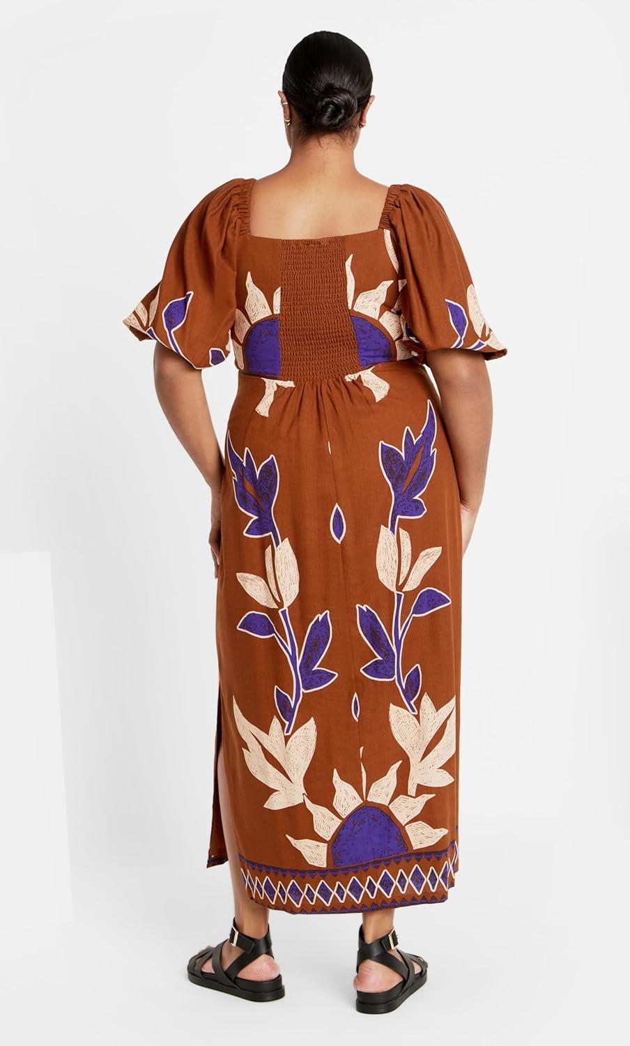image:imageCity Chic Womens Plus Size Dress Nala Print MaxiNaxos Placement