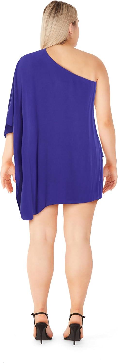 image:imageCity Chic Womens Plus Size Dress One Shoulder CapePurple