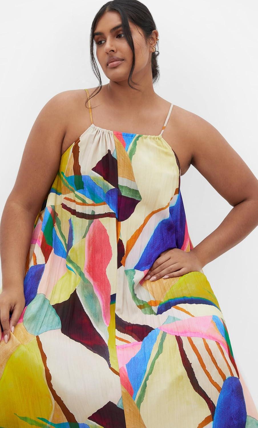 image:imageCity Chic Womens Plus Size Dress Summer Print Shift MaxiSummer Nights