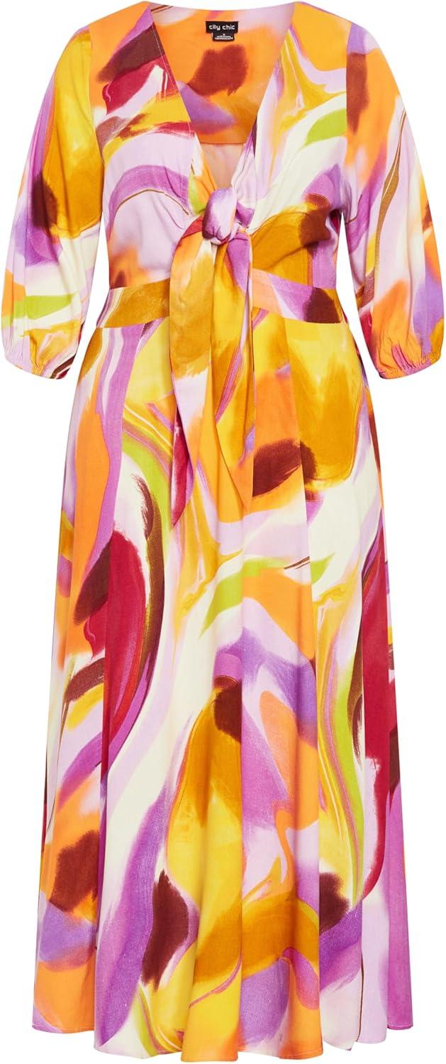 image:imageCity Chic Womens Plus Size Dress Swirl Tie PrintSummer Swirl
