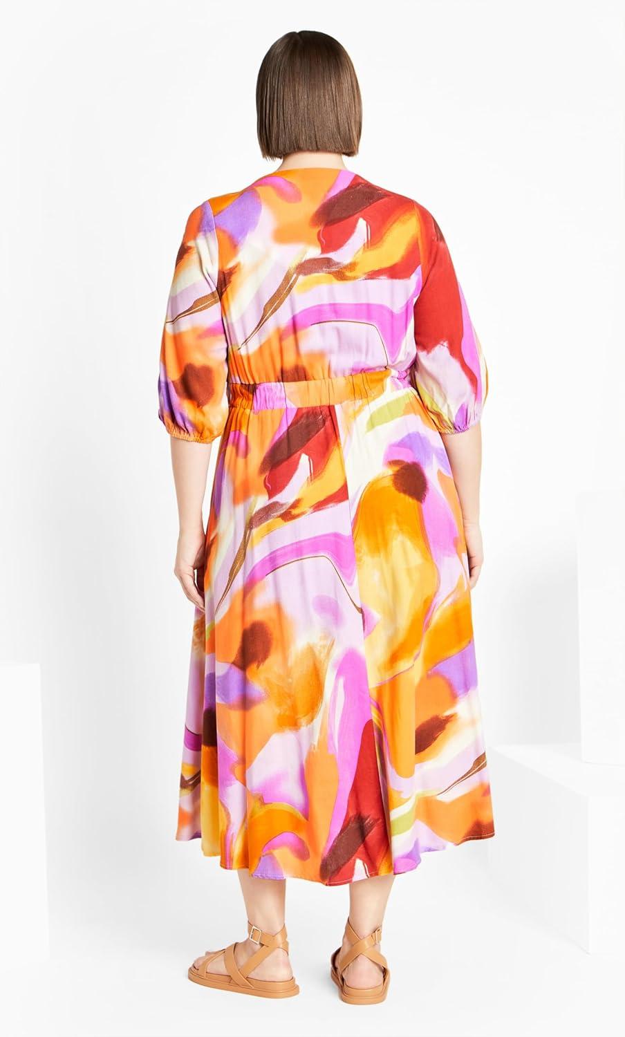 image:imageCity Chic Womens Plus Size Dress Swirl Tie PrintSummer Swirl