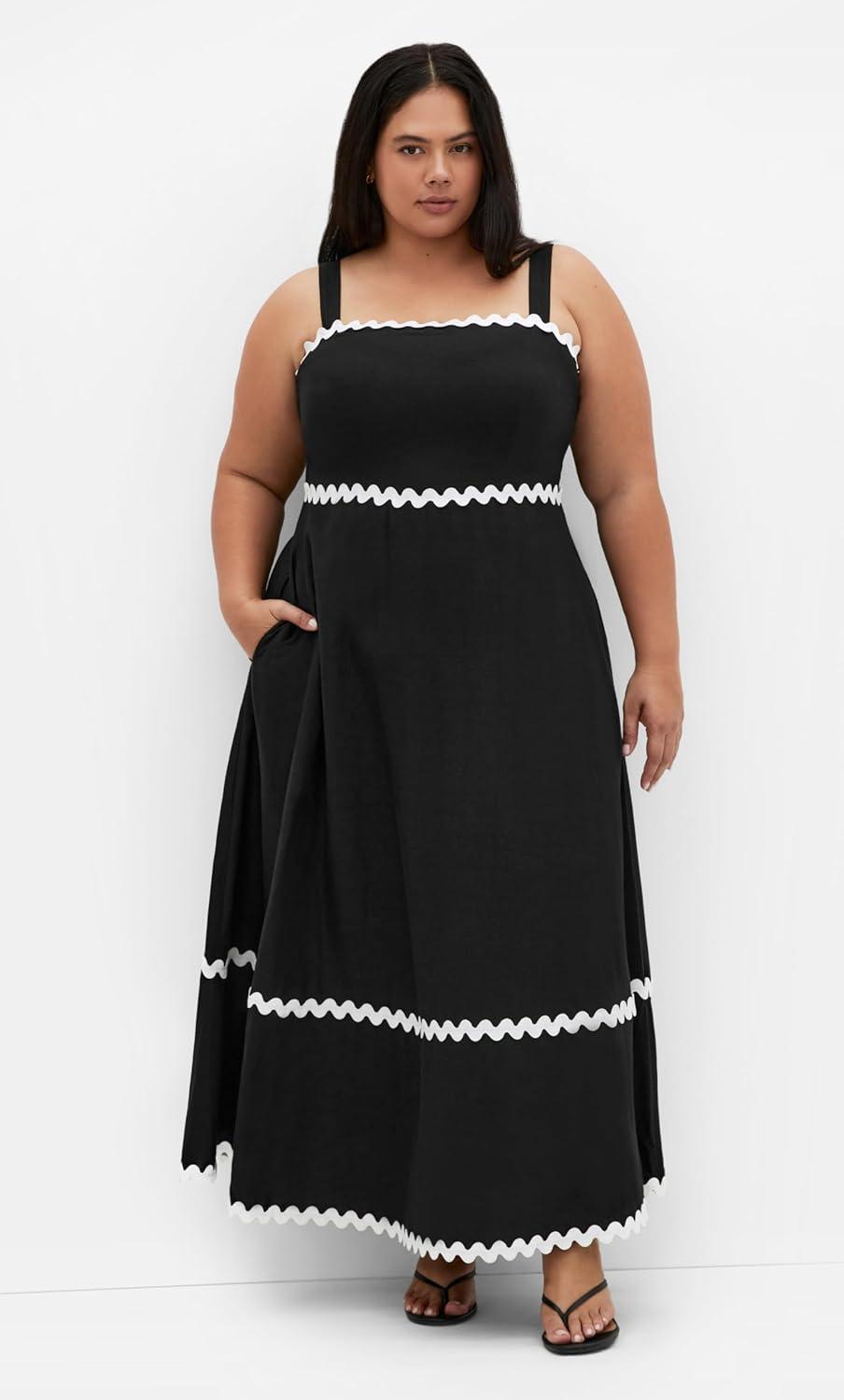 image:imageCity Chic Womens Plus Size DressShani Fit and FlareBlkWhite