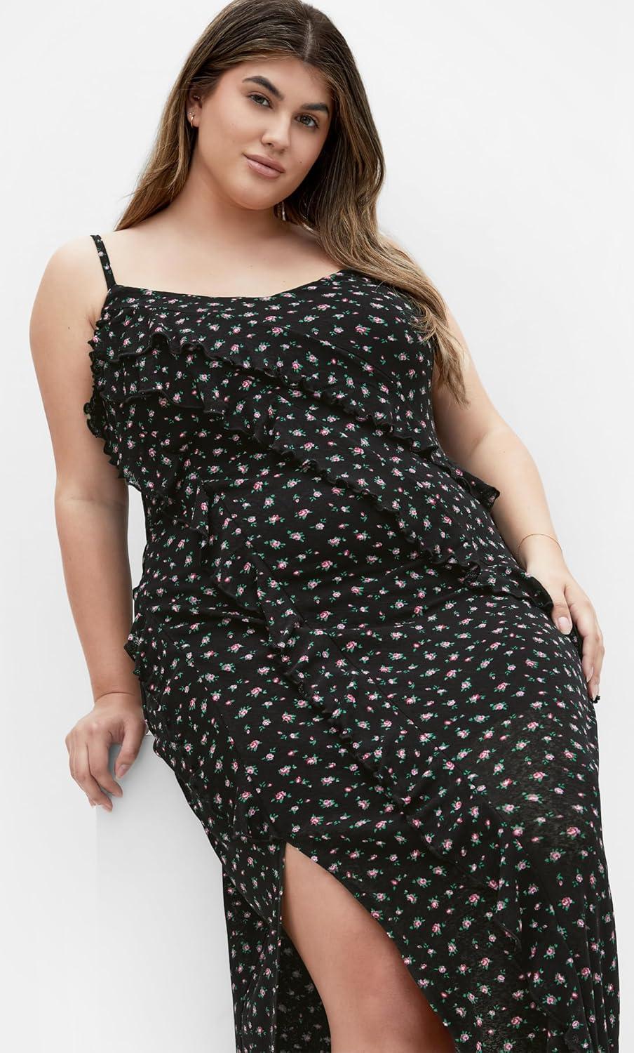 image:imageCity Chic Womens Plus Size DressShelby Print MaxiBlack Rosebud