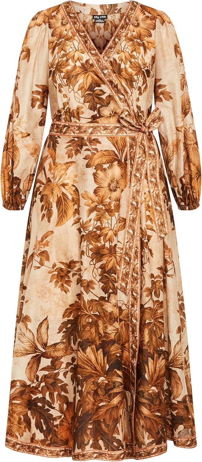 image:imageCity Chic Womens Plus Size Maddie Wrap Maxi DressSwept Away