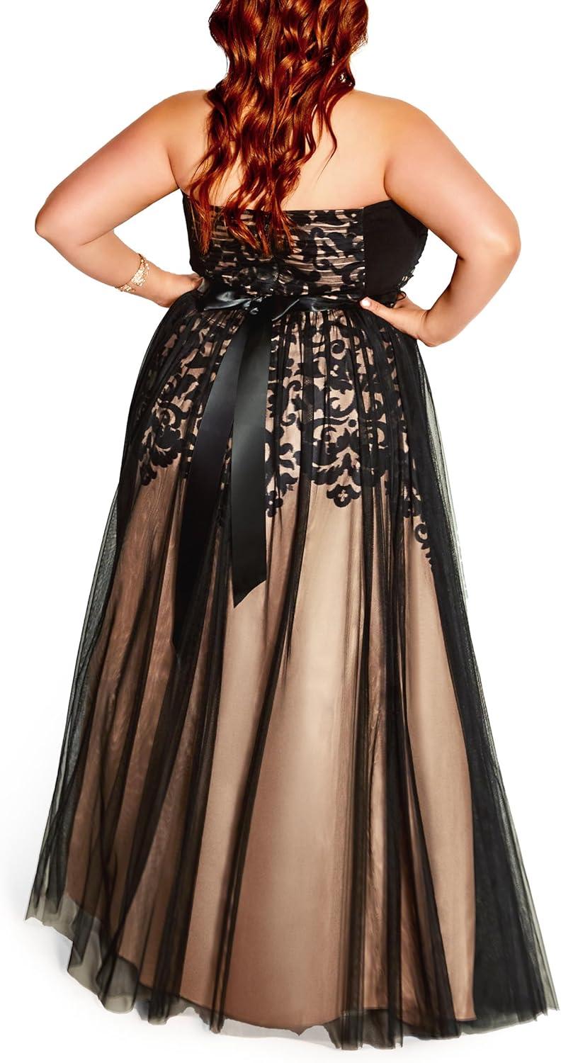 image:imageCity Chic Womens Plus Size Maxi Cocktail Dress Embroidered TulleBlack