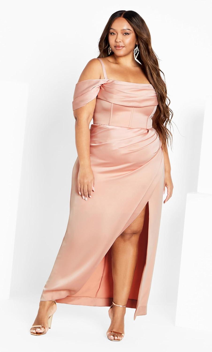 image:imageCity Chic Womens Plus Size Maxi Cocktail Dress Forbidden LoveBallet Pink