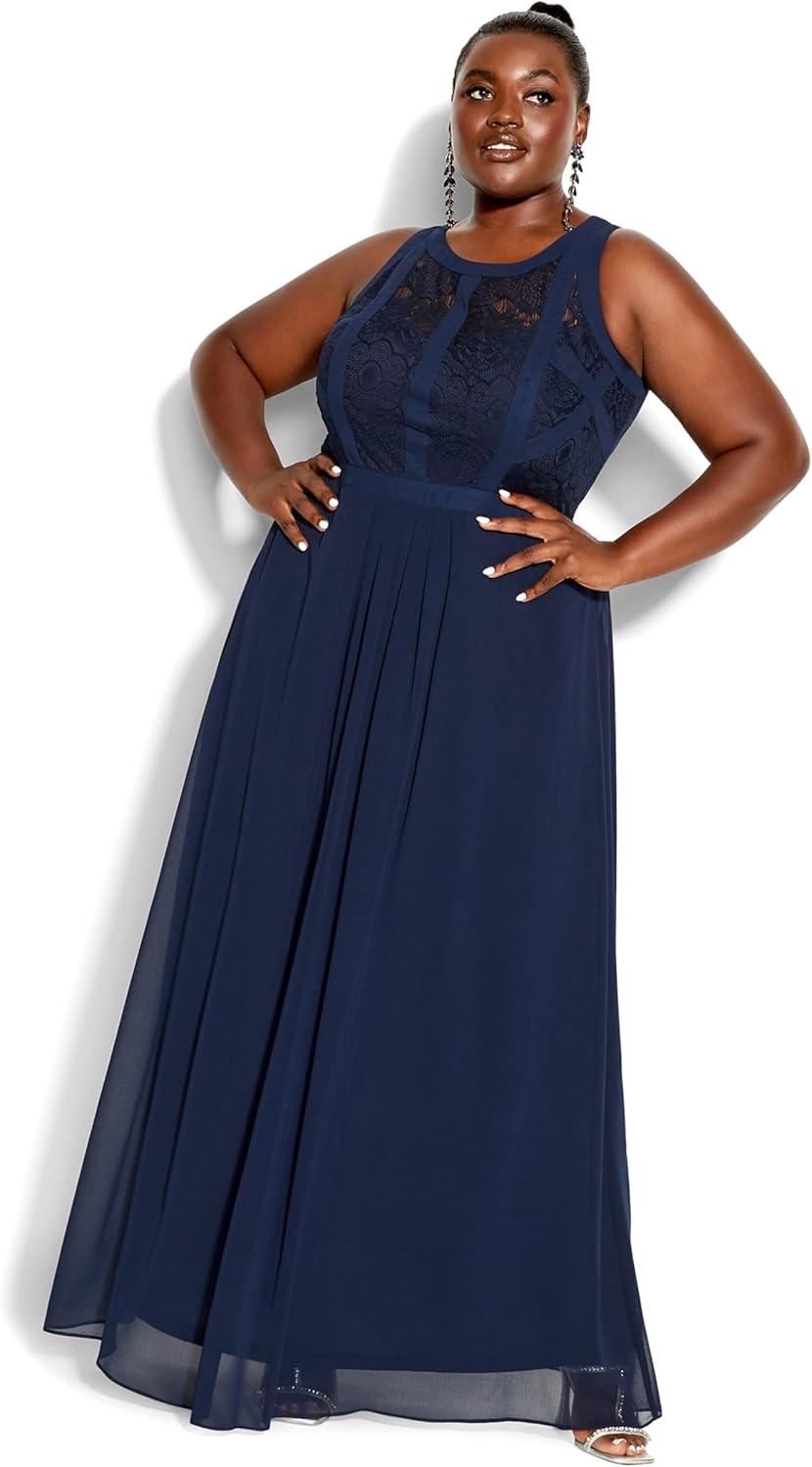 image:imageCity Chic Womens Plus Size Maxi Cocktail Dress Panelled BodiceFrench Navy