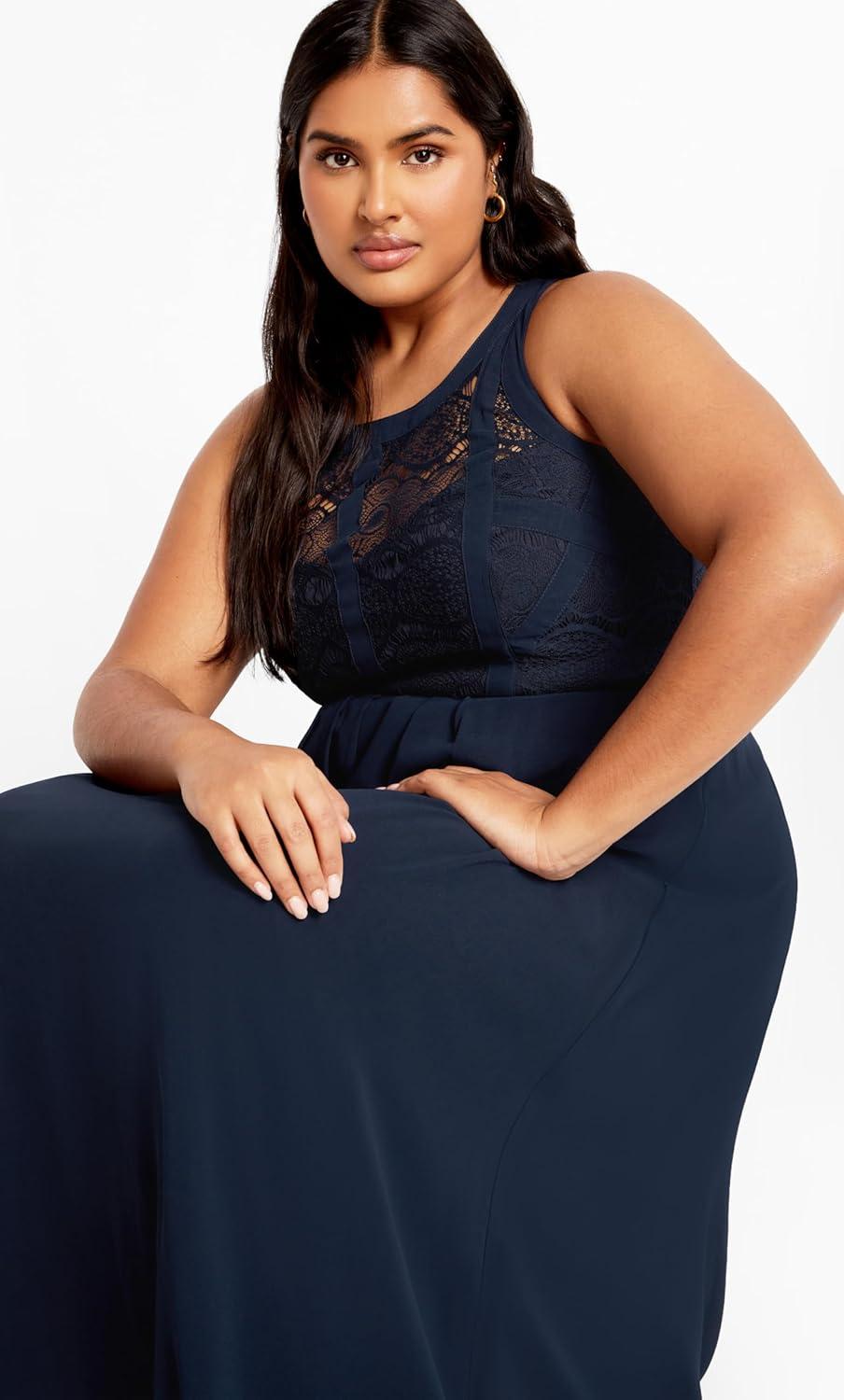 image:imageCity Chic Womens Plus Size Maxi Cocktail Dress Panelled BodiceFrench Navy