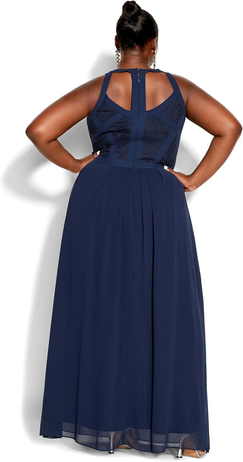 image:imageCity Chic Womens Plus Size Maxi Cocktail Dress Panelled BodiceFrench Navy