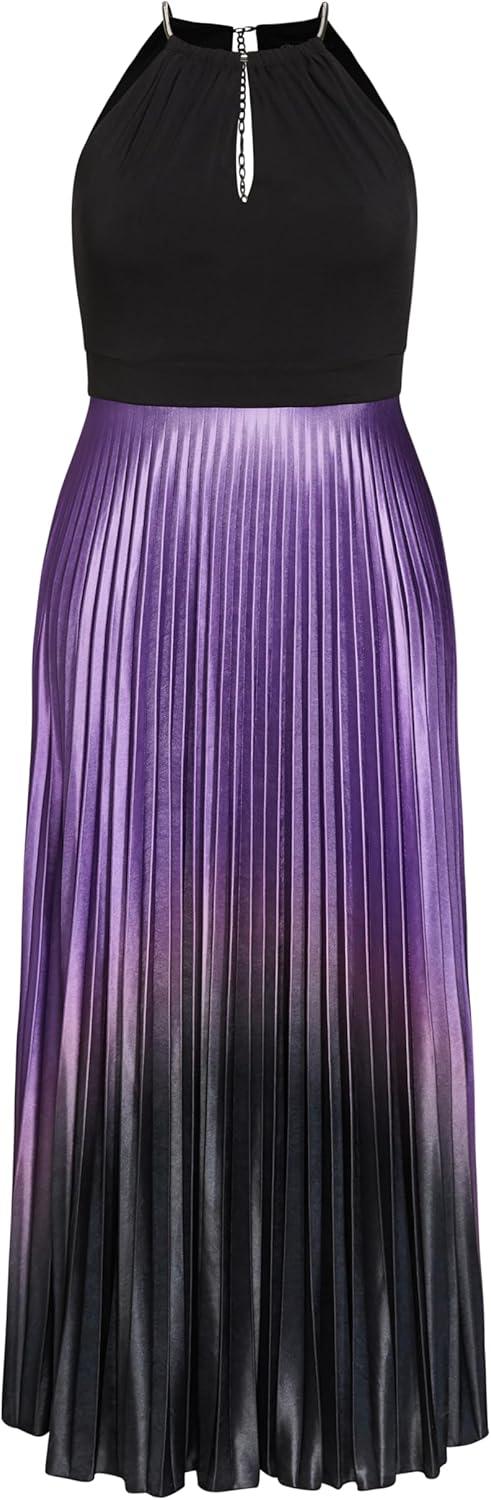 image:imageCity Chic Womens Plus Size Maxi Cocktail Dress Pleated OmbrePetunia