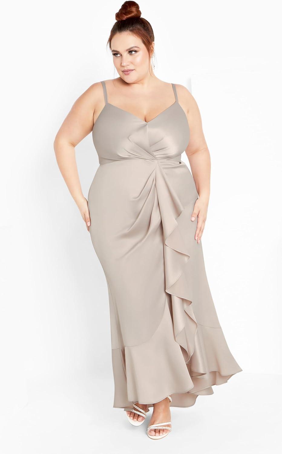 image:imageCity Chic Womens Plus Size Maxi Dress Bella RuffleGardenia