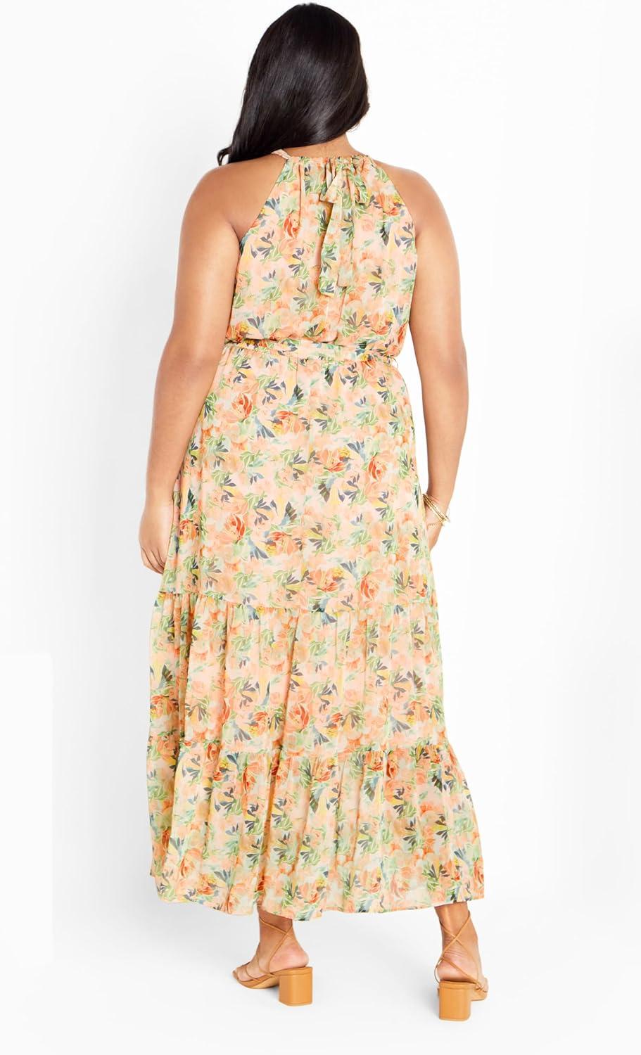 image:imageCity Chic Womens Plus Size Maxi Dress Callie Print TierMiami Mini