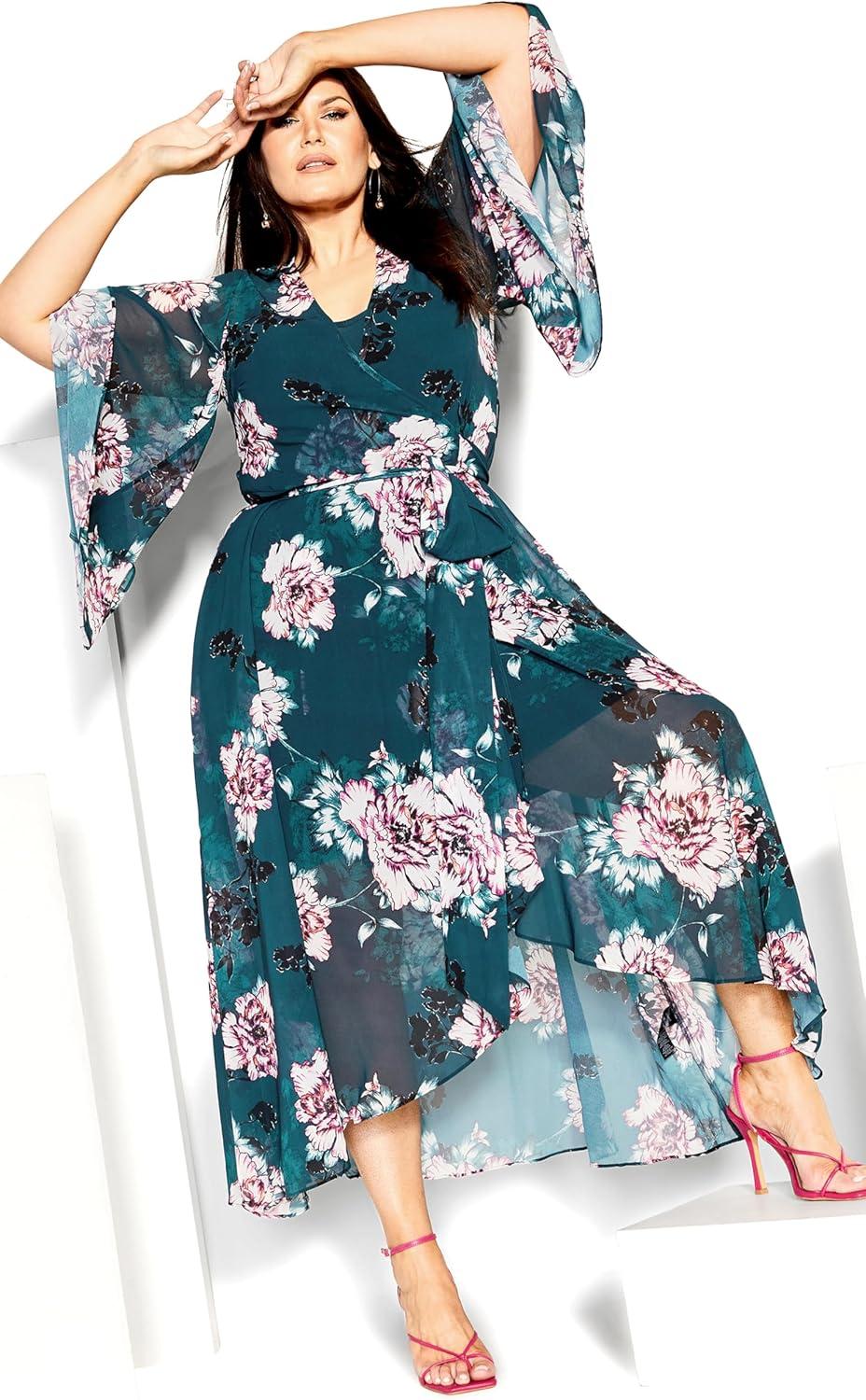 image:imageCity Chic Womens Plus Size Maxi Dress Fleetwood PrintJade Blossom