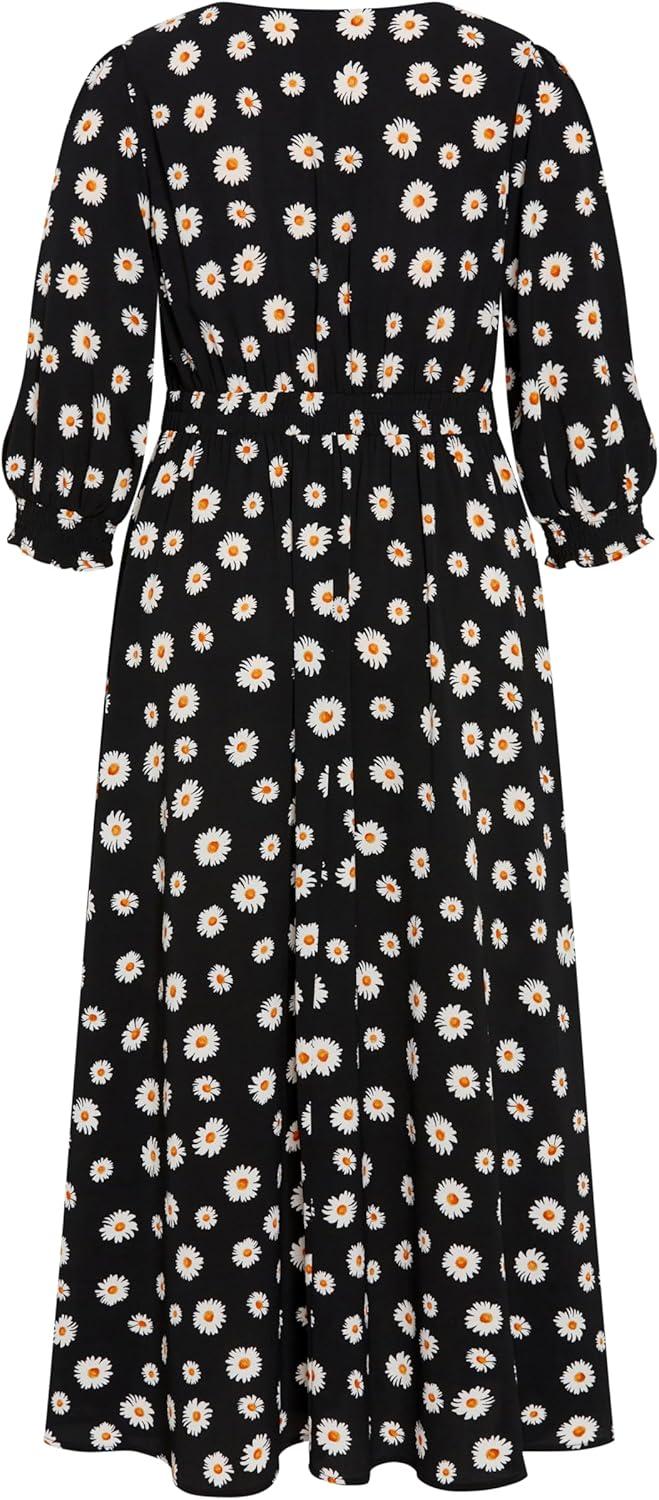 image:imageCity Chic Womens Plus Size Maxi Dress Jolene PrintBlack Daisy