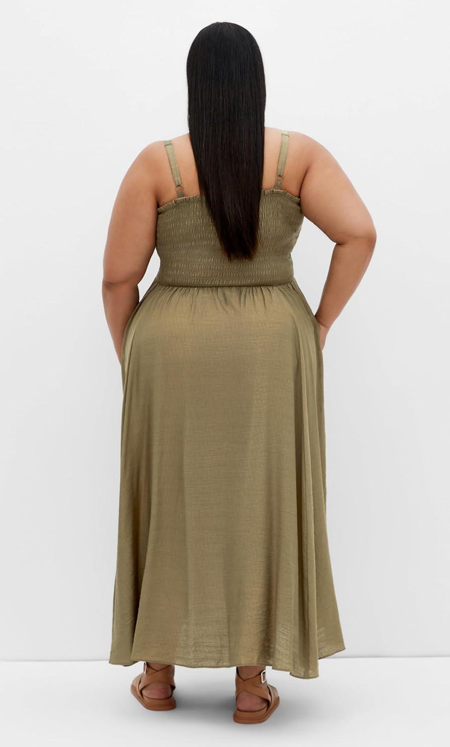 image:imageCity Chic Womens Plus Size Maxi Dress Maui ShirredKhaki