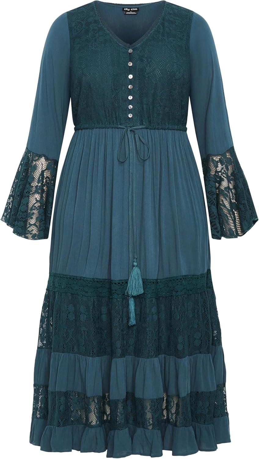 image:imageCity Chic Womens Plus Size Maxi Dress Tisha LaceAegean