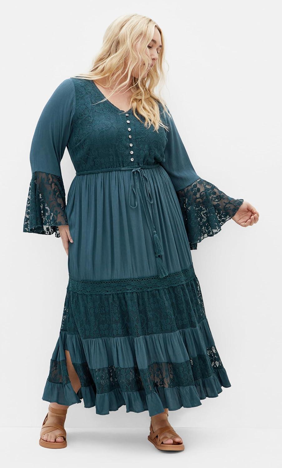 image:imageCity Chic Womens Plus Size Maxi Dress Tisha LaceAegean