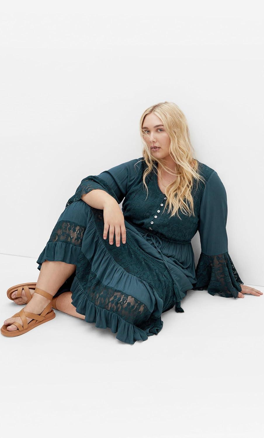 image:imageCity Chic Womens Plus Size Maxi Dress Tisha LaceAegean