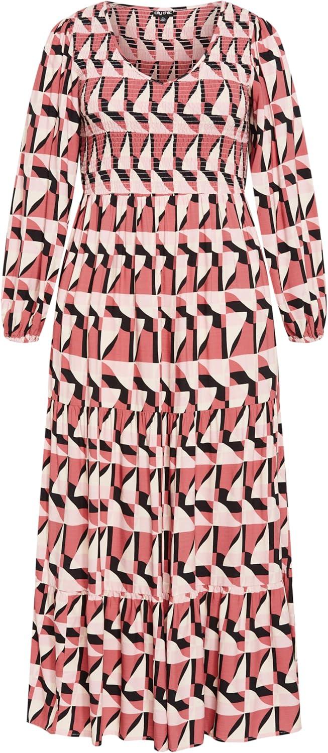 image:imageCity Chic Womens Plus Size Maxi Jayden Dress 16Geo Print