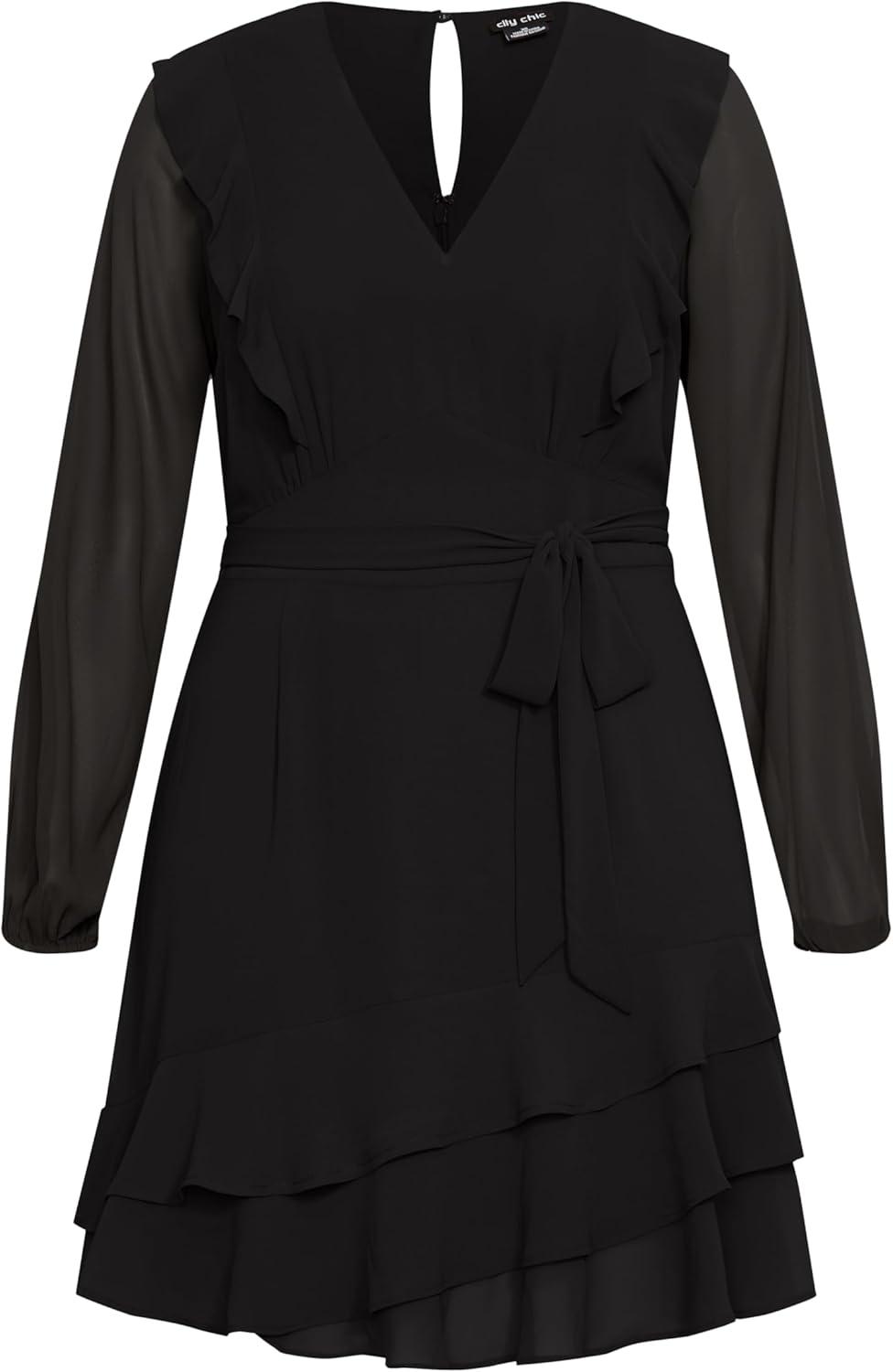 image:imageCity Chic Womens Plus Size Pretty Ruffle DressBlack