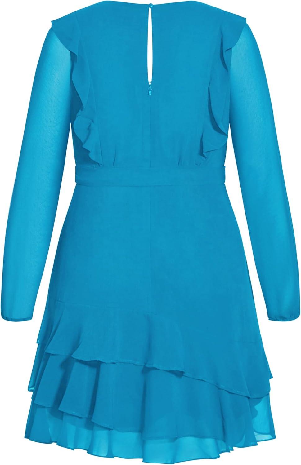 image:imageCity Chic Womens Plus Size Pretty Ruffle DressPeacock