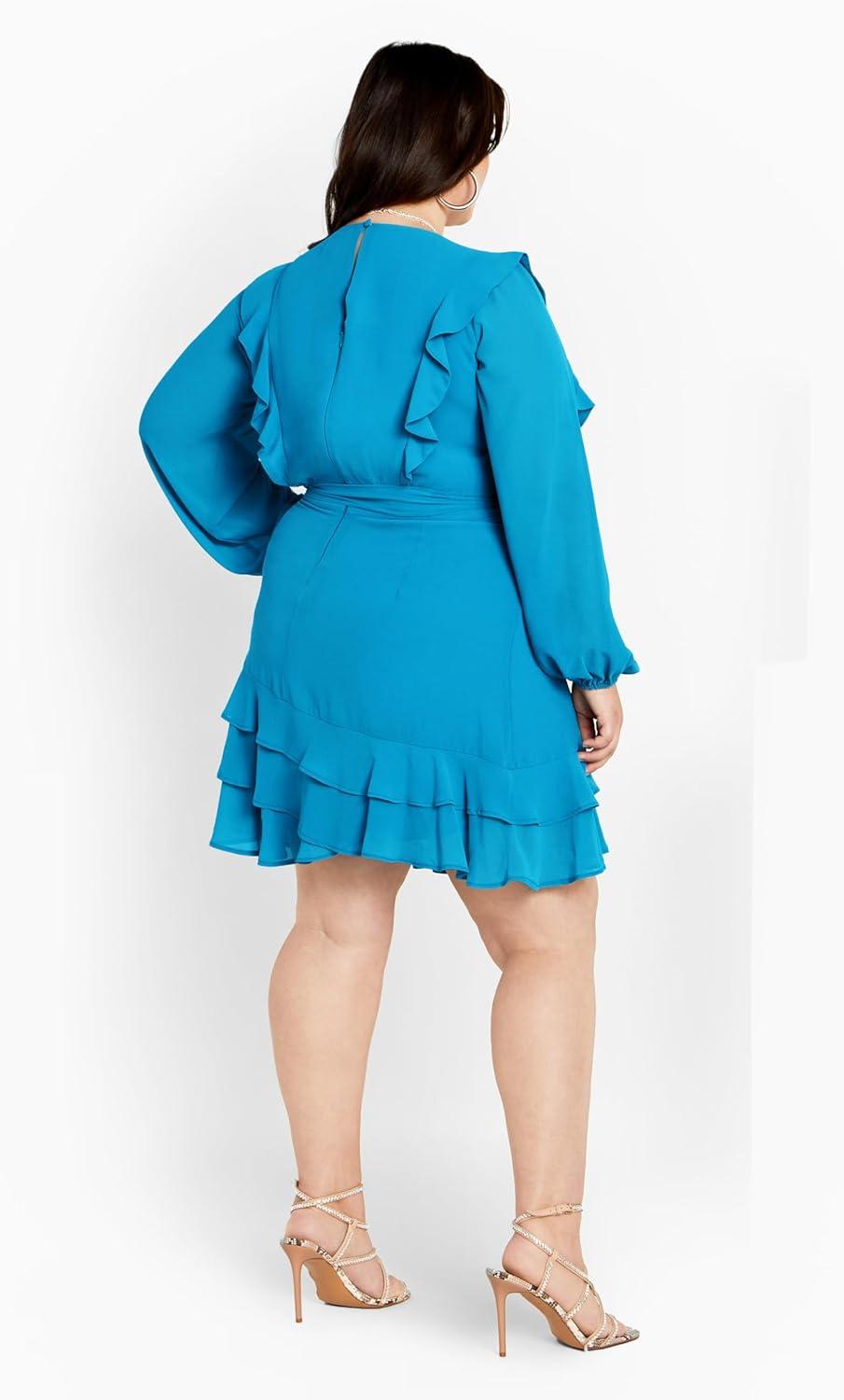 image:imageCity Chic Womens Plus Size Pretty Ruffle DressPeacock