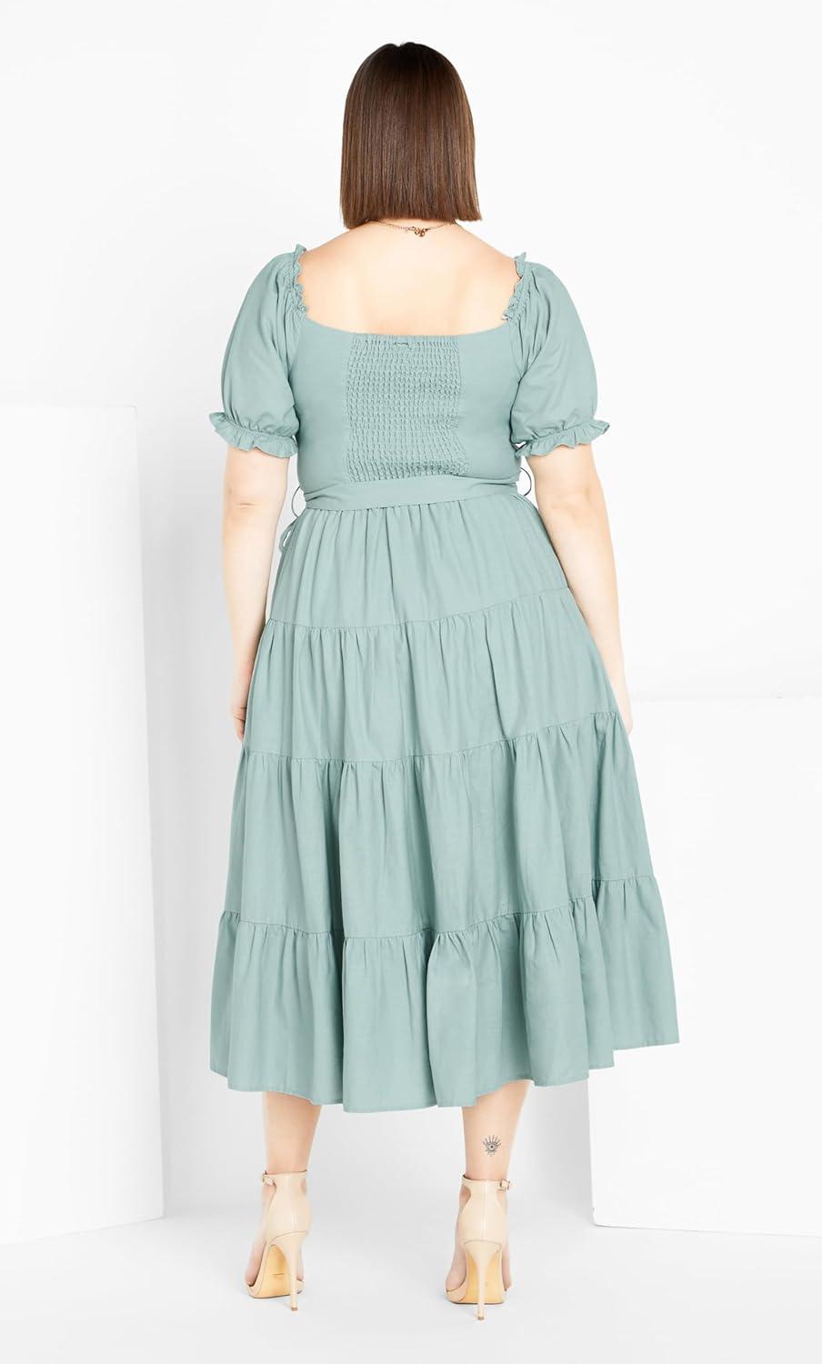 image:imageCity Chic Womens Plus Size Puff Sleeve Maxi DressSeafoam