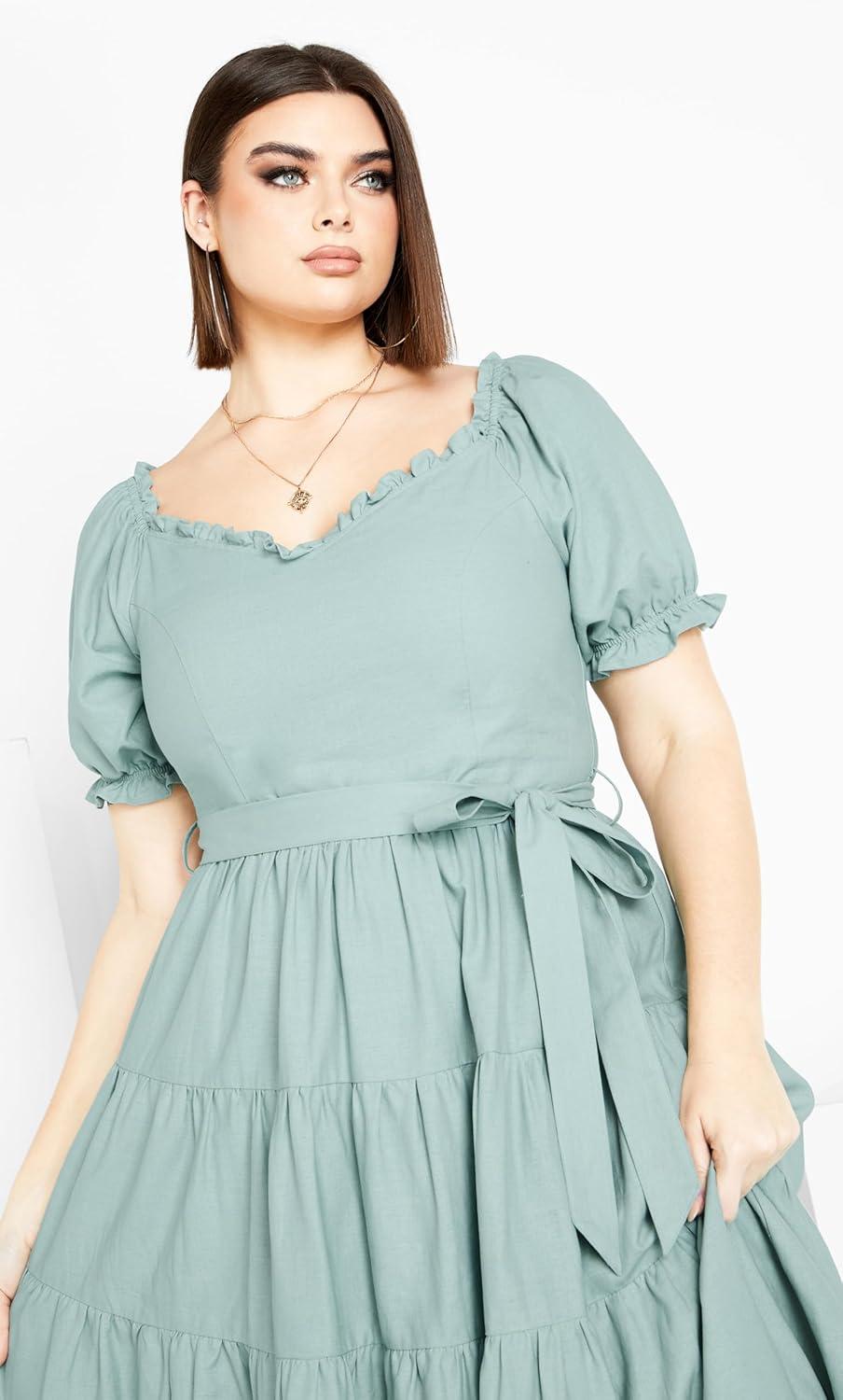 image:imageCity Chic Womens Plus Size Puff Sleeve Maxi DressSeafoam