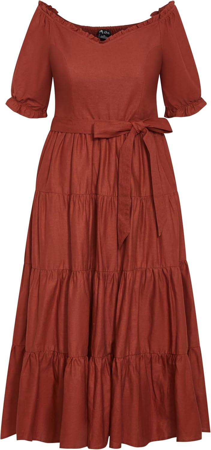 image:imageCity Chic Womens Plus Size Puff Sleeve Maxi DressToffee