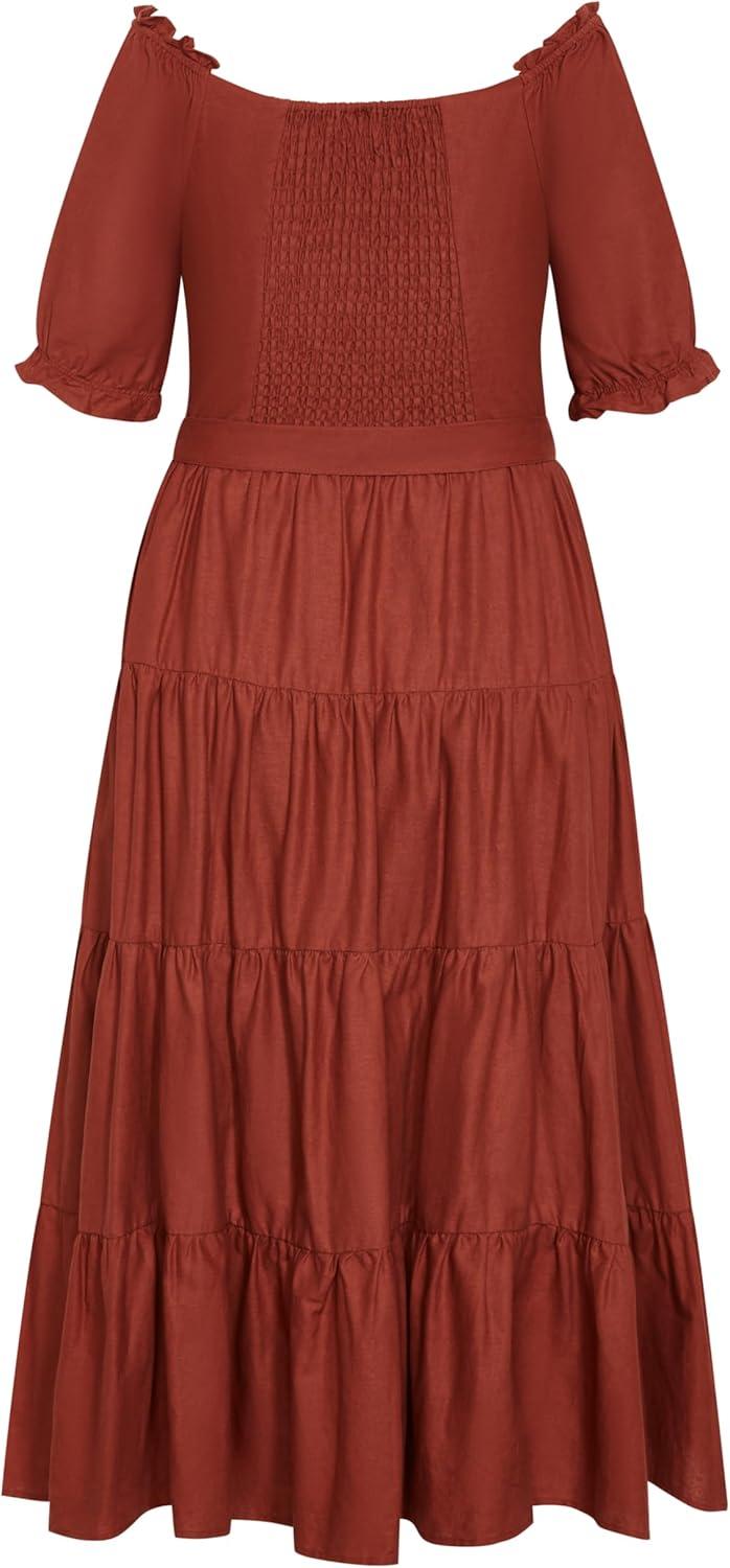 image:imageCity Chic Womens Plus Size Puff Sleeve Maxi DressToffee
