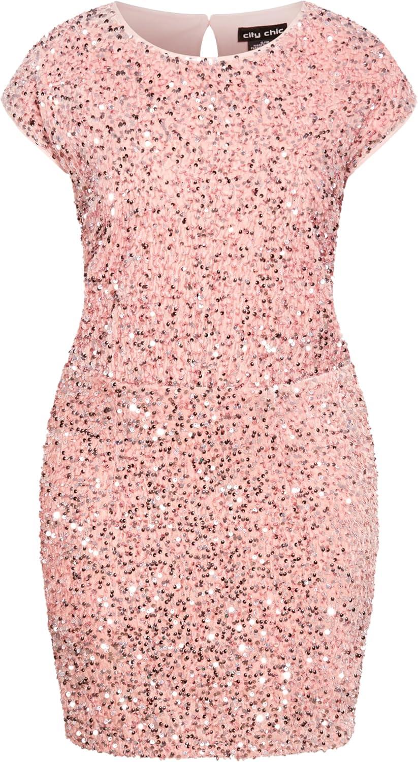image:imageCity Chic Womens Plus Size Sequin Party DressSoft Pink