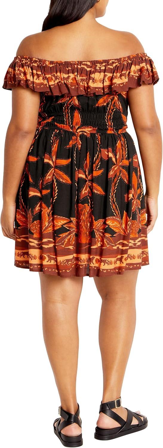 image:imageCity Chic Womens Plus Size Tahitian Border DressBlk Tahitian Brd