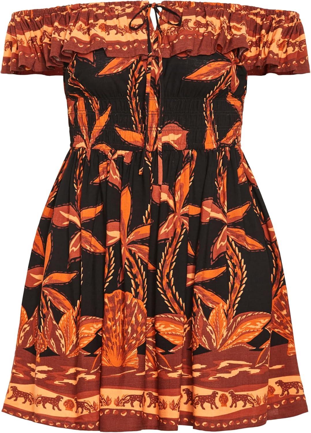 image:imageCity Chic Womens Plus Size Tahitian Border DressBlk Tahitian Brd