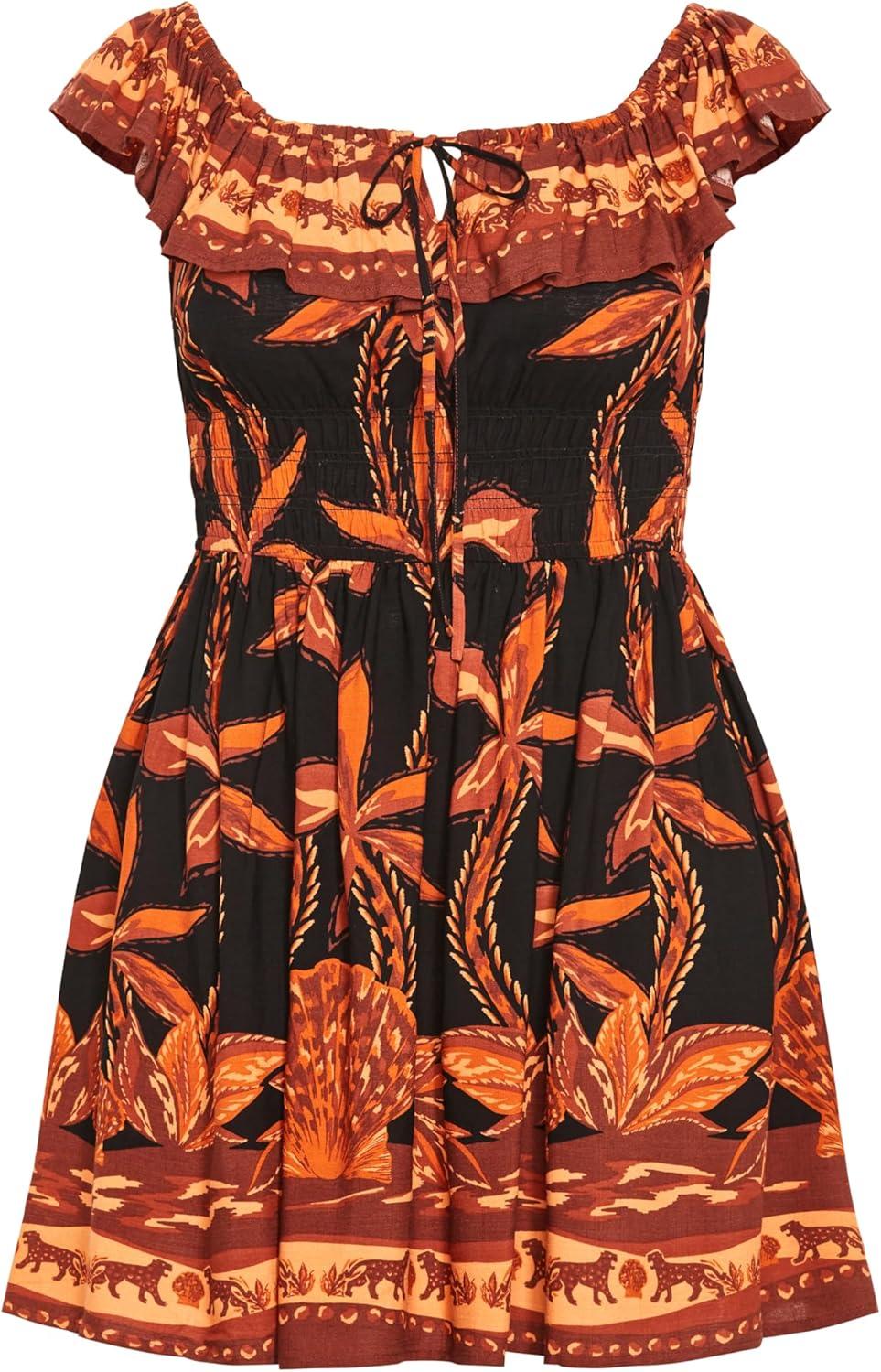 image:imageCity Chic Womens Plus Size Tahitian Border DressBlk Tahitian Brd