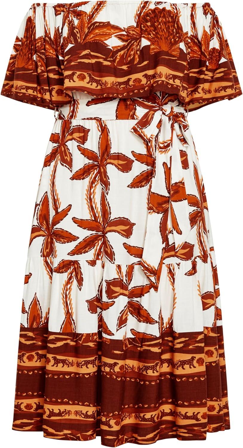 image:imageCity Chic Womens Plus Size Talia Border Maxi DressTahitian Brd