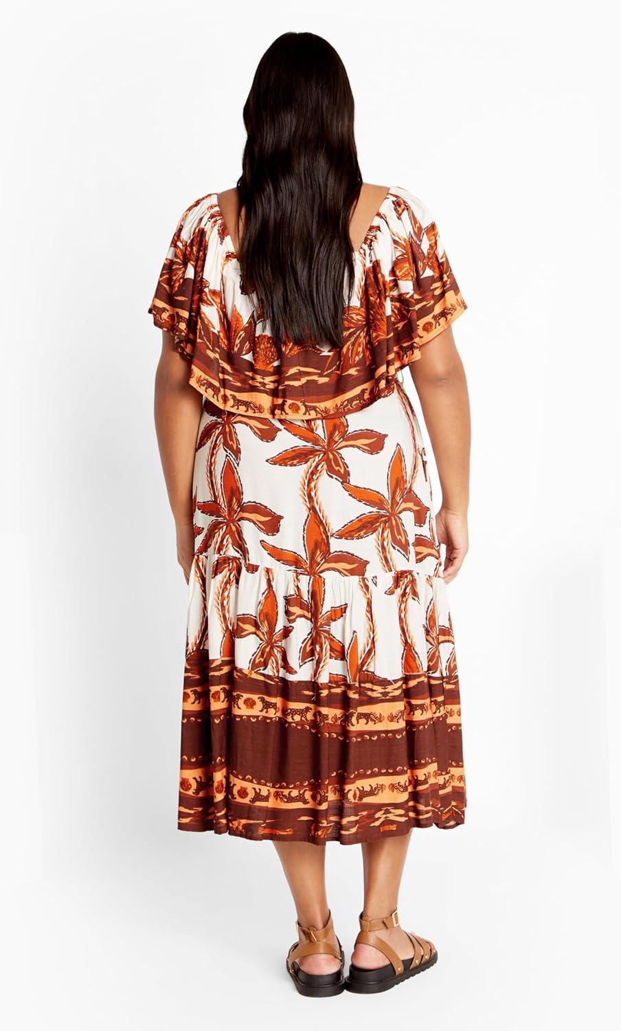 image:imageCity Chic Womens Plus Size Talia Border Maxi DressTahitian Brd