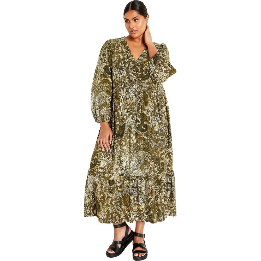 image:imageCITY CHIC Plus Size Dress Gaia Print DressOlive Paisley