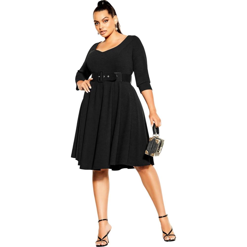 image:imageCITY CHIC Plus Size Dress Super Sweet Elbow Sleeve DressBlack