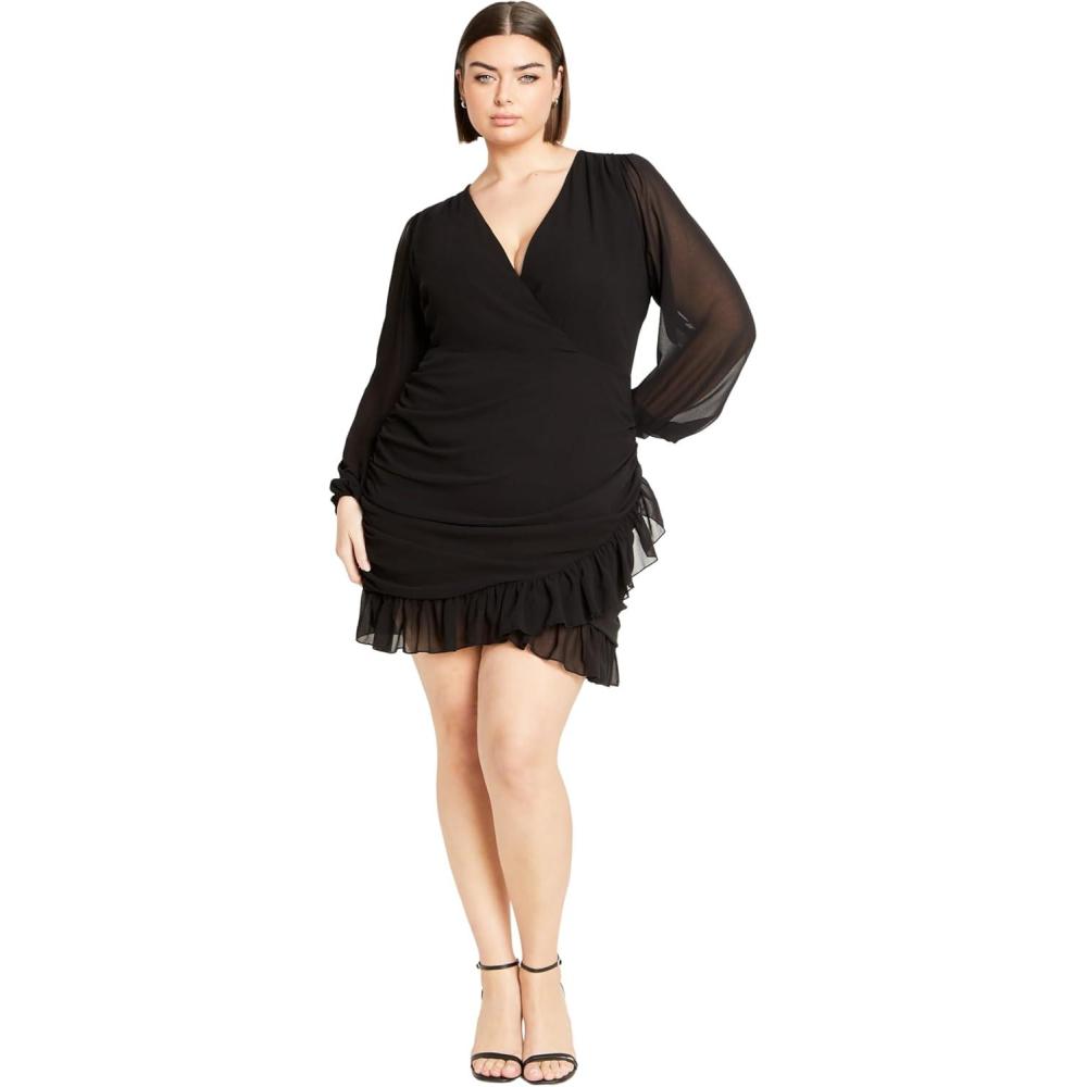 image:imageCity Chic Womens Kitty V Neck Mini DressBlack
