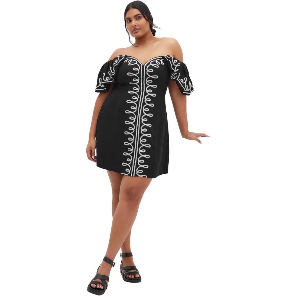 image:imageCity Chic Womens Plus Size Cocktail Dress Hana EmbroideredBlack