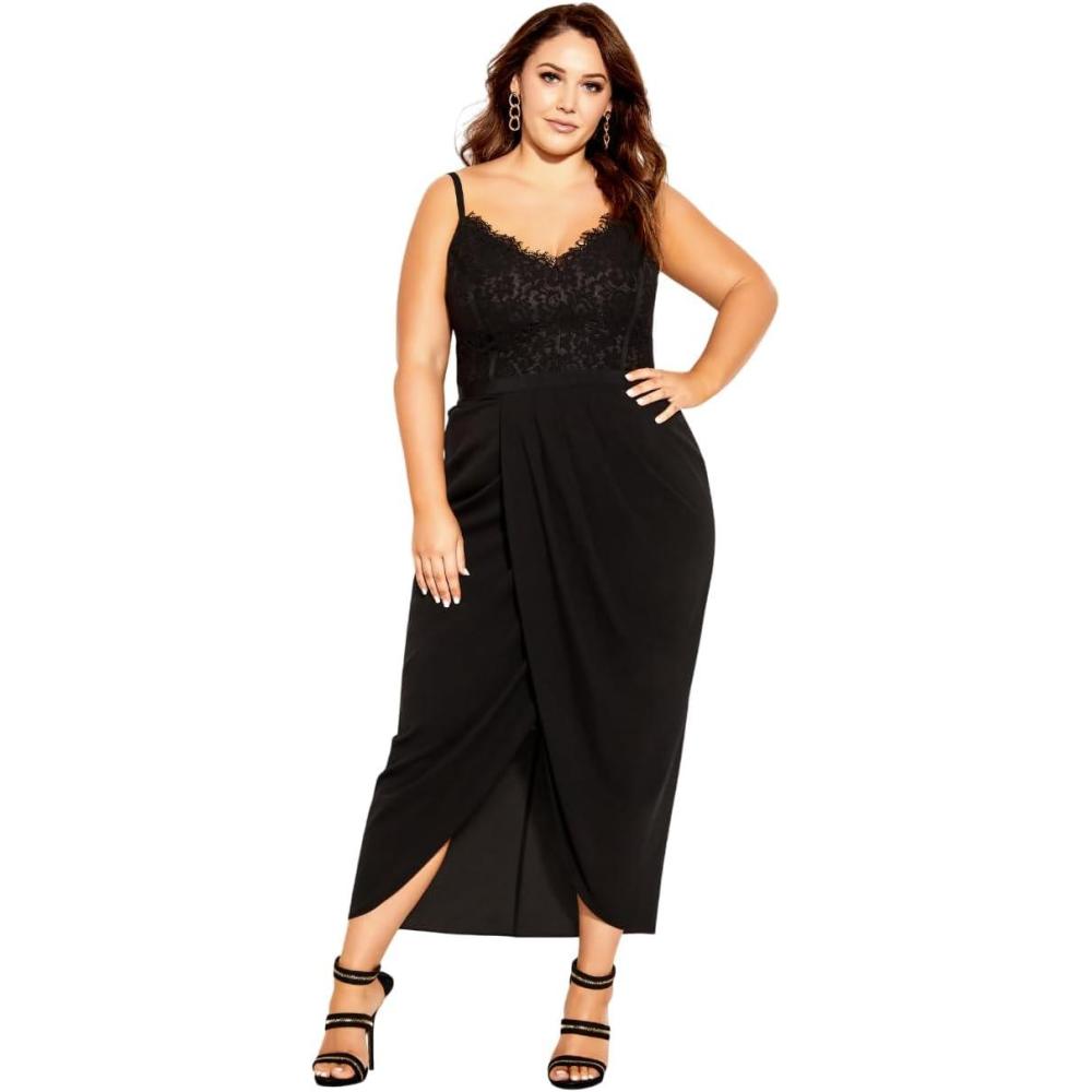 image:imageCity Chic Womens Plus Size Cocktail Dress Lace TouchBlack