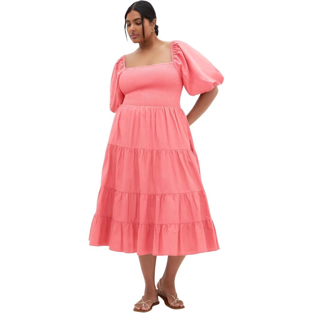 image:imageCity Chic Womens Plus Size Dress  Ariella Puff Sleeve TierCinnamon