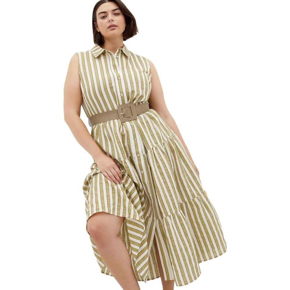 image:imageCity Chic Womens Plus Size Dress  Clean LinesMoss Stripe
