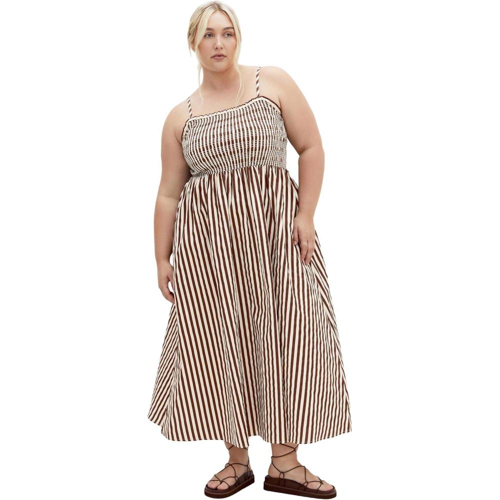 image:imageCity Chic Womens Plus Size Dress  Jolie Print Shirred MaxiChoc Stripe