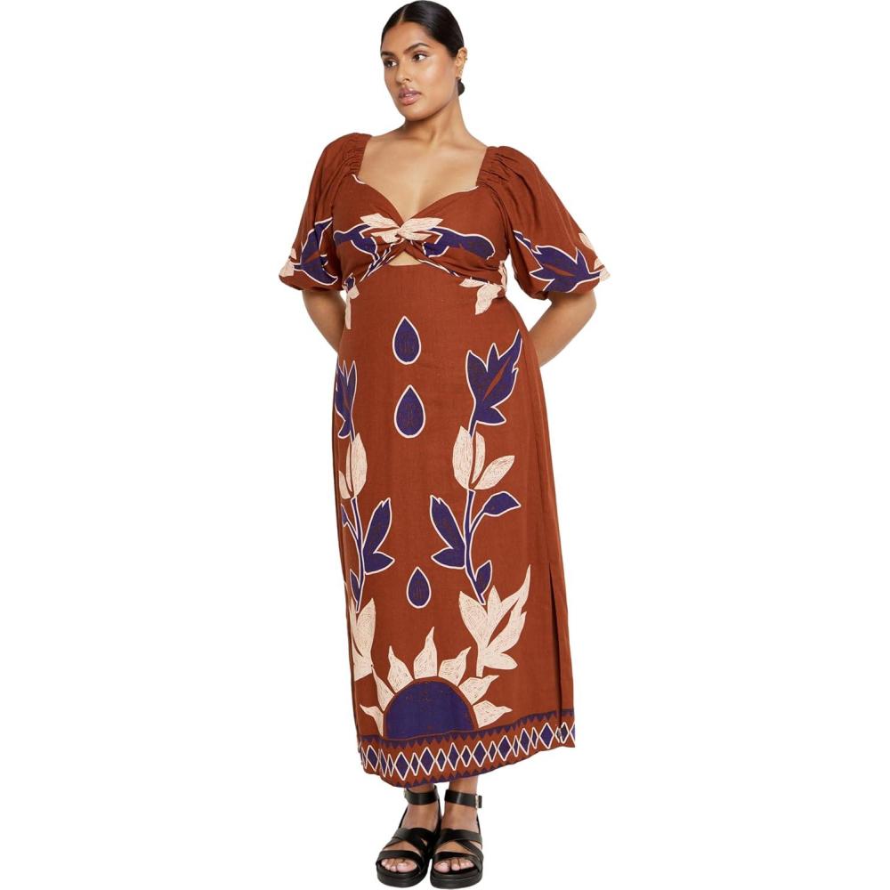 image:imageCity Chic Womens Plus Size Dress  Nala Print MaxiNaxos Placement